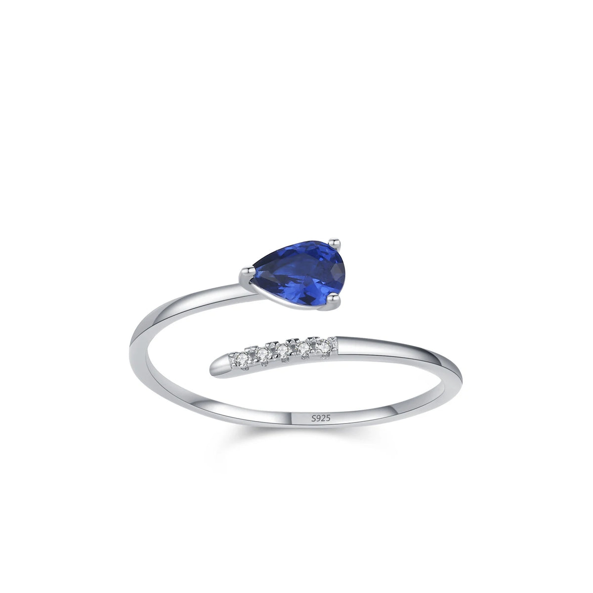 New Trendy Water Drop Zircon Open Ring for Women 925 Sterling Silver Popular Diamond Ring Fine Jewelry