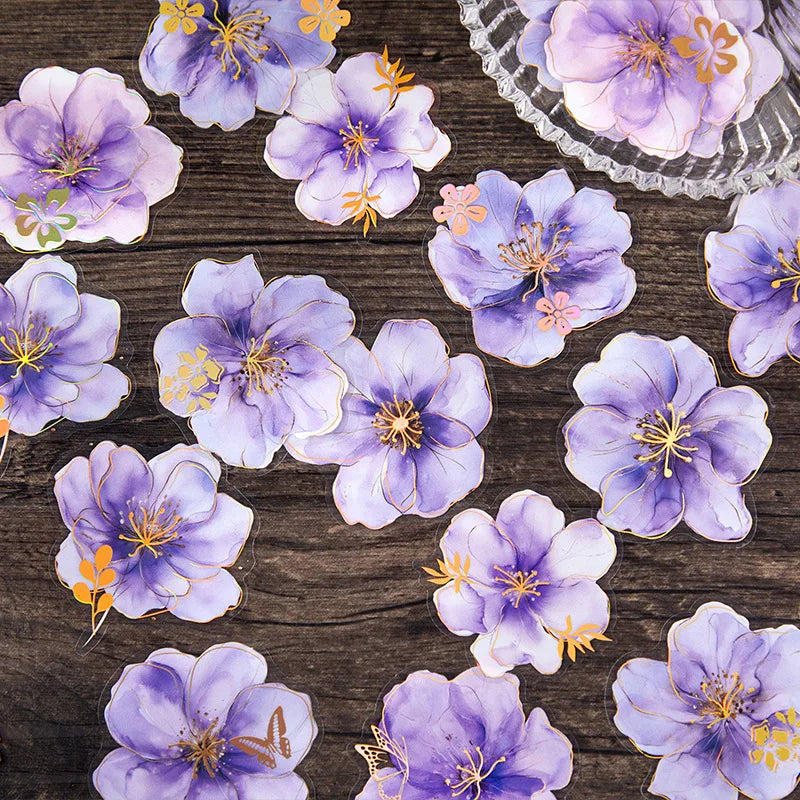 20pcs/pack PET Stickers Fantasy Mist Floral Series Stamping Flower Handbook Decoration Material Stickers