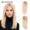 Human Hair Virgin Remy Toupee Silk Base Closure 16" Natural Straight Free Style Topper