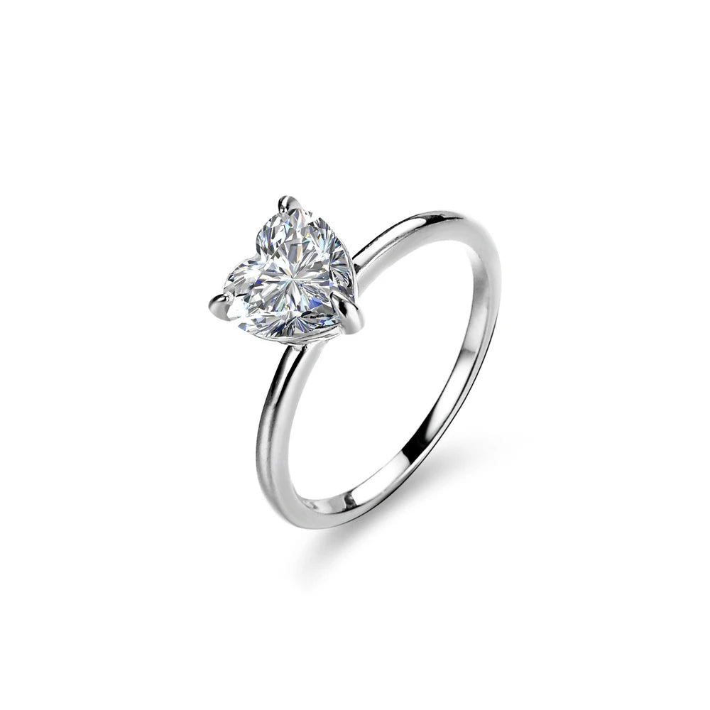 Beautiful Fashion Women Jewelry 925 Sterling Silver Single Stone Women Heart Shape Rings for Lady Valentine's Birthday Gifts
