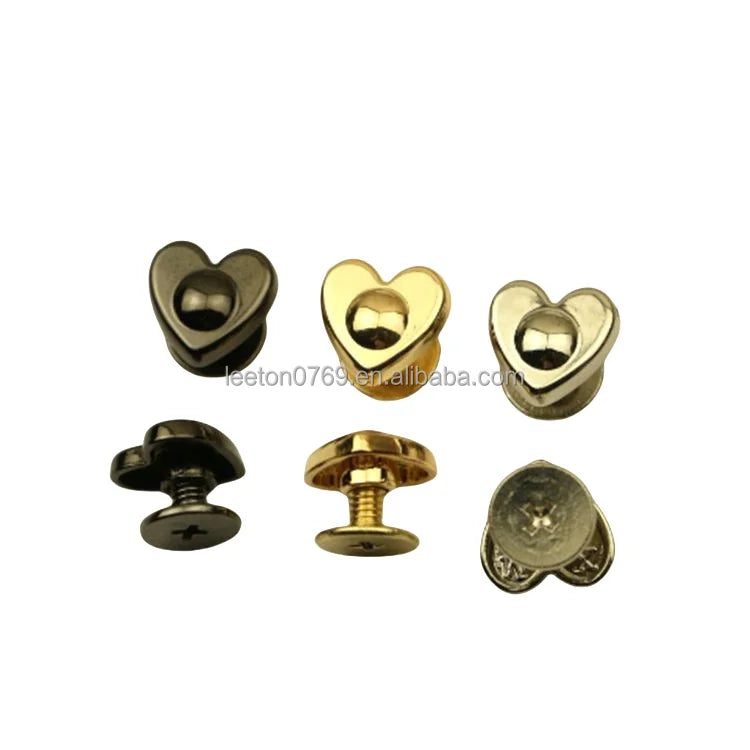 Stock Supply Bag Hardware Accessories 8mm Heart Shaped Decorative Bag Screw Button Stud