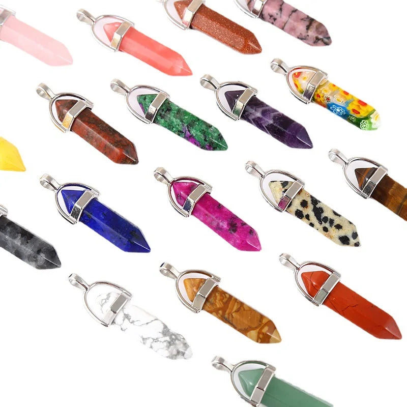 Wholesale Natural Stone Pendants Charm Natural Quartz Crystal Point Pendant Gemstone for Necklace