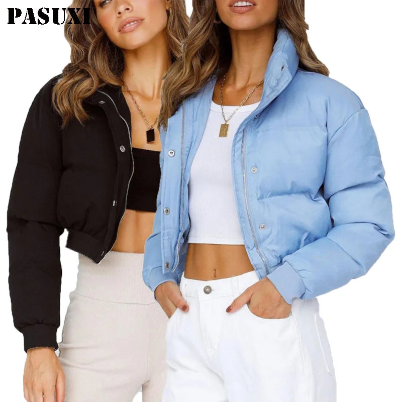 PASUXI Winter Jacket for Woman Crop Coats Custom Ladies Jackets Women Cotton Coats Fashion Bomber Sport Women Jacket