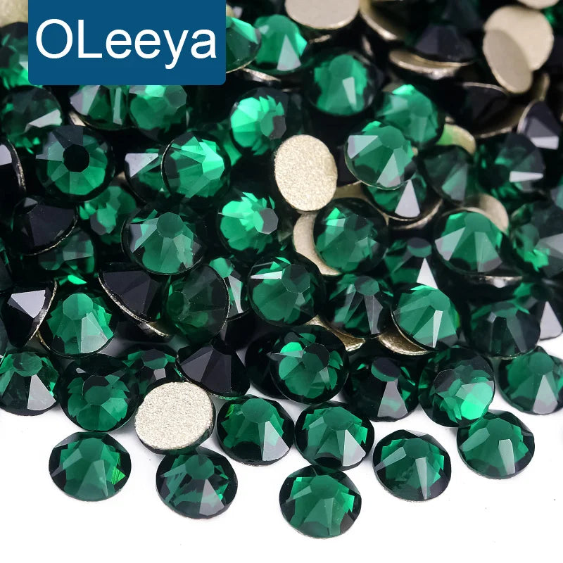 OLeeya Premium 2088 16 Cuts Xirius Rhinestone Crystal AB Golden Bottom Non-Hot Fix Glass Flatback Rhinestones for Wedding Dress