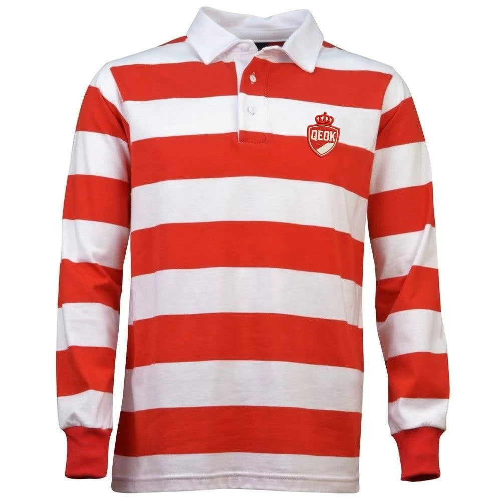 Japan 1932 Vintage Rugby Shirt Super Heavy Weight Red and White Striped Rugby Jersey With Embroidered Cherry Blossoms