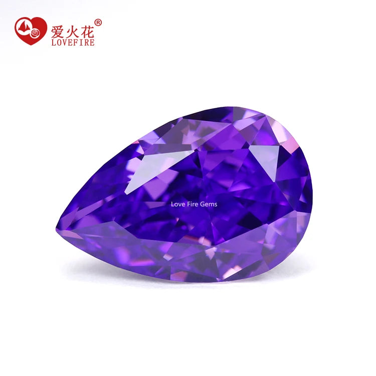 Wuzhou Factory Price Cz Stone Crushed Ice Cut Purple Orchid Color Pear Cut Cubic Zirconia