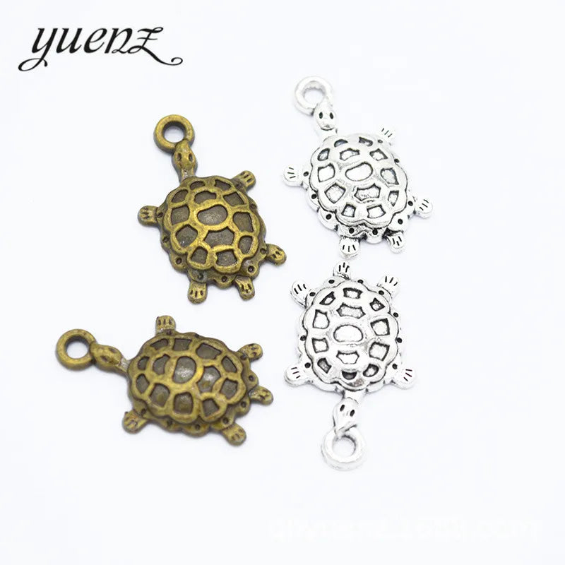 YuenZ Antique Silver Color Turtle Charms Metal Pendant for Bracelets Necklace Jewelry Making 25*15mm D7100