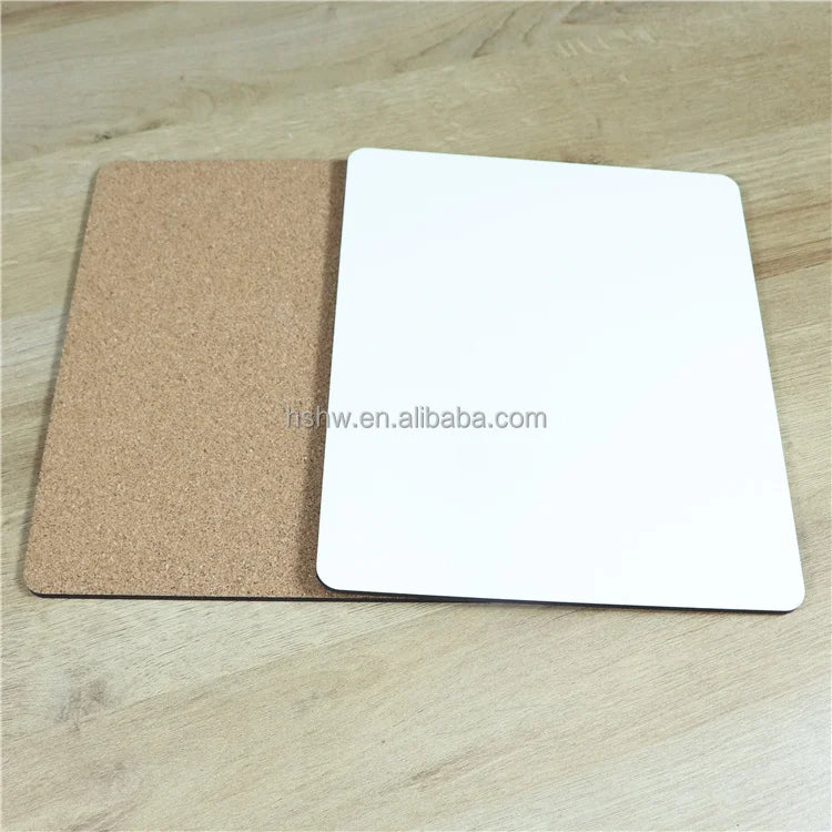 MDFSUB DIY Printing 4mm Thick Eco-Friendly Modern Sublimation Wooden Placemat 20x28cm Rectangle White Blank Cork Back