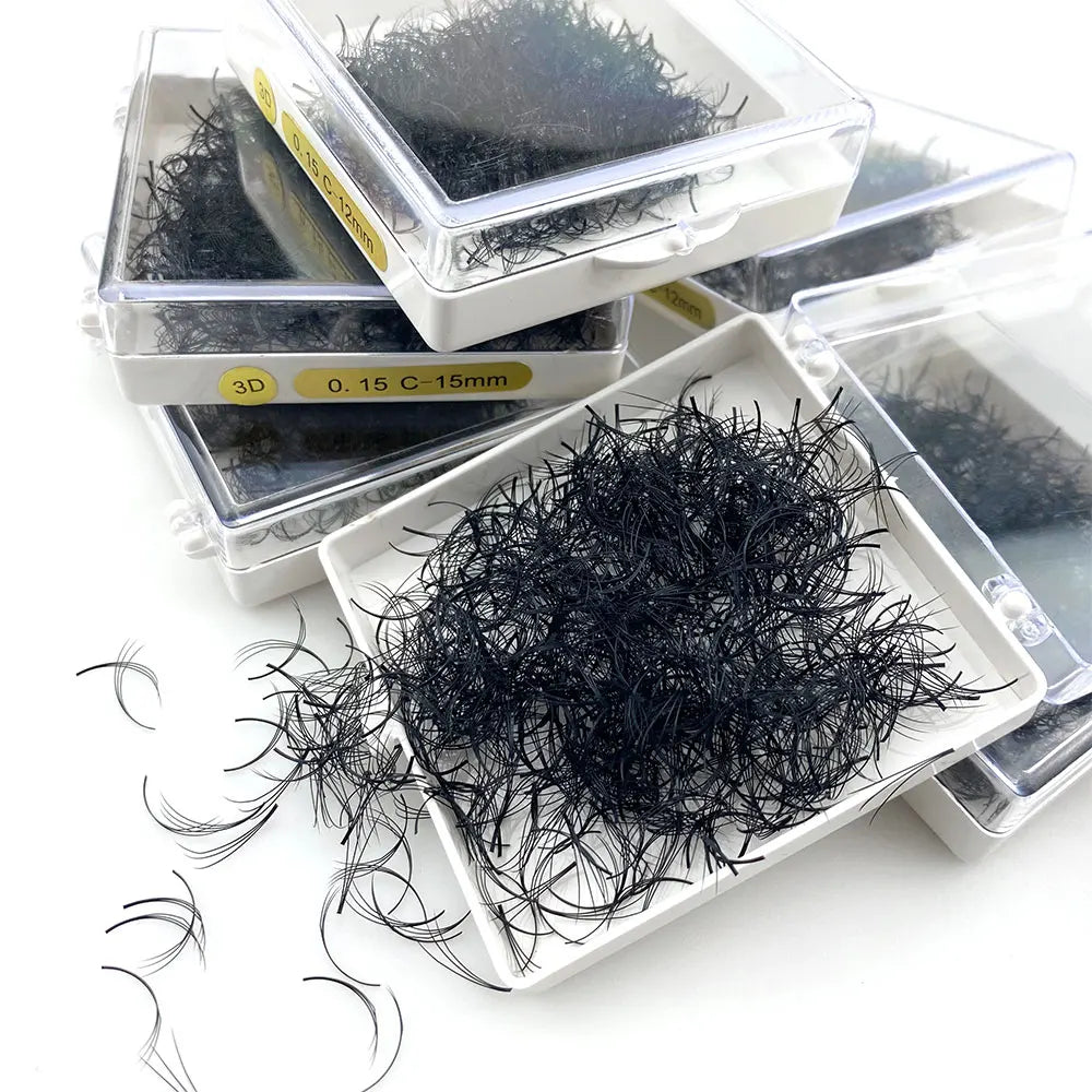 Pointy Base Premade Volume Fans Russian Wispy 10d 0.05 d Curl 500 1000 Short Stem Pro Made Eyelashes Loose Fans Promade Lashes