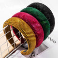 HOVANCI Colorful Women Hair Accessories Gold Velvet Wide Hard Hair Band Full Resin Crystal Rhinestone Headband for Ladies