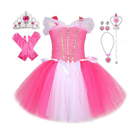 2026 Hot Products Little Girls Birthday Party Dress Children Cosplay Performance Dress Aurora Princess Kids Dresses