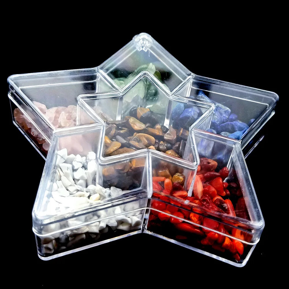 DIY Natural Seven Chakra Chip Stone Set Chakra Crystal Colorful Stone Set Ornaments Stone With Fancy Pentagram Box Crafts