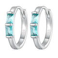 925 Sterling Silver Light Green Square Zircon Ear Buckles Simple Hoop Earrings for Women Fashion Jewelry Accessories Gift BSE740