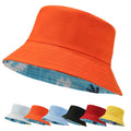 New Custom Embroidery Logo Reversible Double-Side-Wear Print Bucket Hats Solid Color Cotton Beach Fisherman Hats