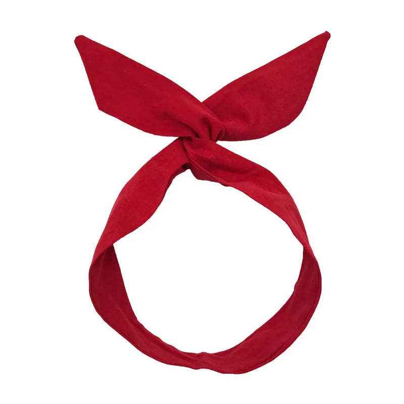 Wire Headbands Knotted Bows Cute Fashion Plain Twisted Hair Bands Ribbon Girls Hair Scarf Accessories Solid Colors