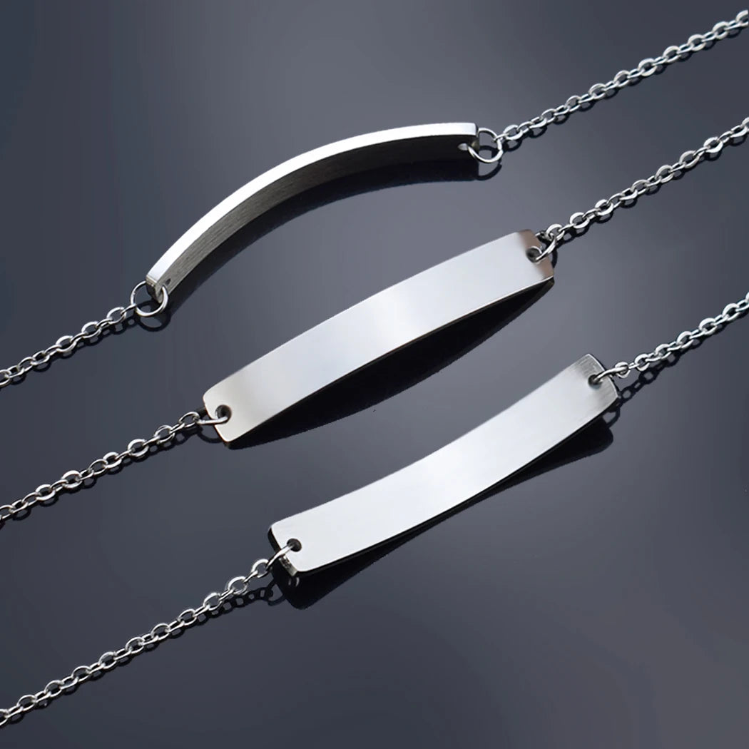 Minimalist Blank Stainless Steel Silvery Bracelet for Woman Men Custom Engraving Jewelry Making Accessories Wholesale