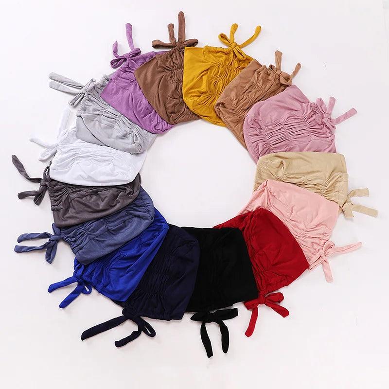 Hot Sale Soft Breathable Modal Cotton Underscarf Plain Elastic Tie Back Inner Hijab Caps