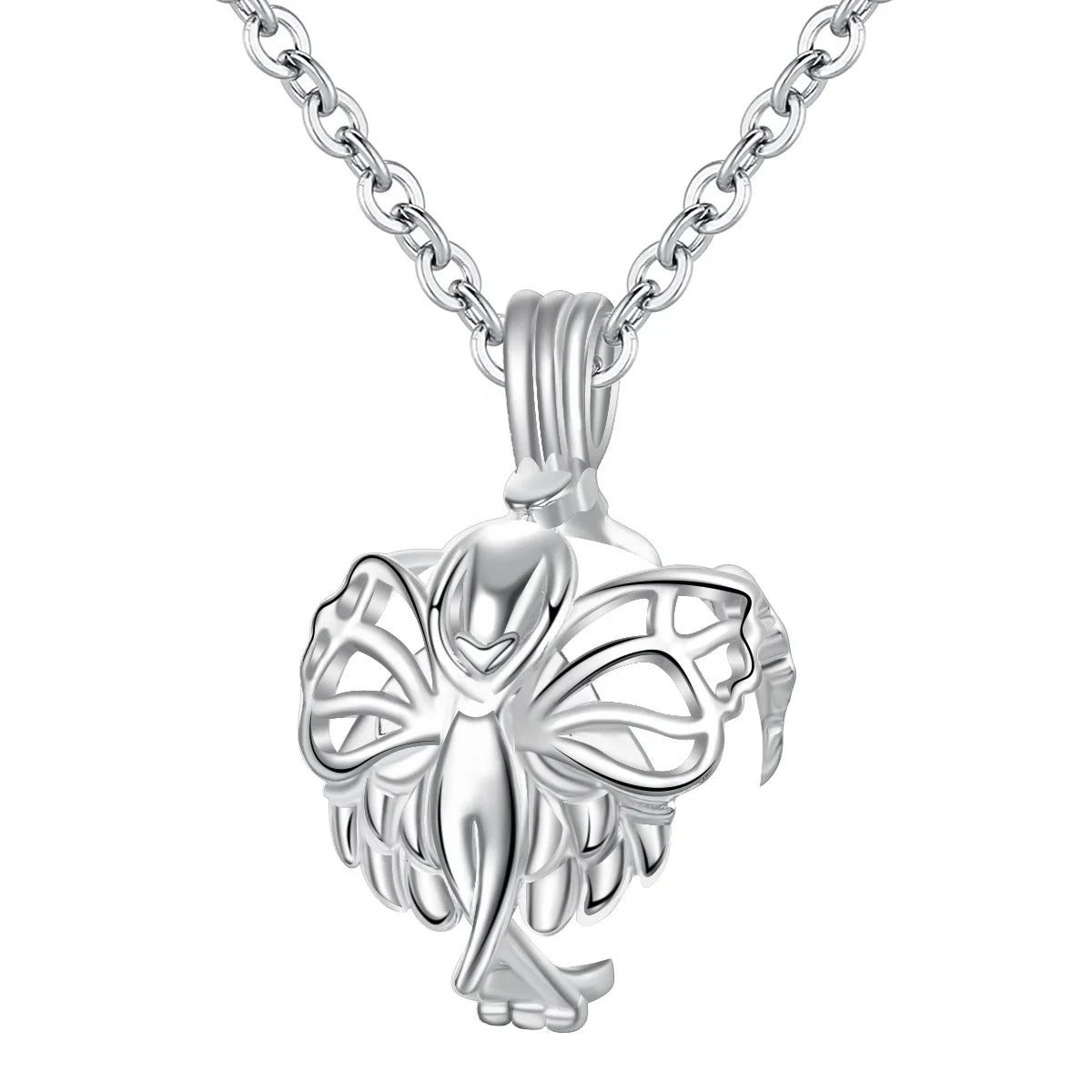 Isunni Jewelry Popular Heart Shape Engraving 925 Sterling Silver Plated Cage Pendants for Women