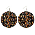 Vintage Afro Fabric Design Printed Wooden Drop Earrings Polynesian African Bohemian Pattern Loops Women Dangle Earrings