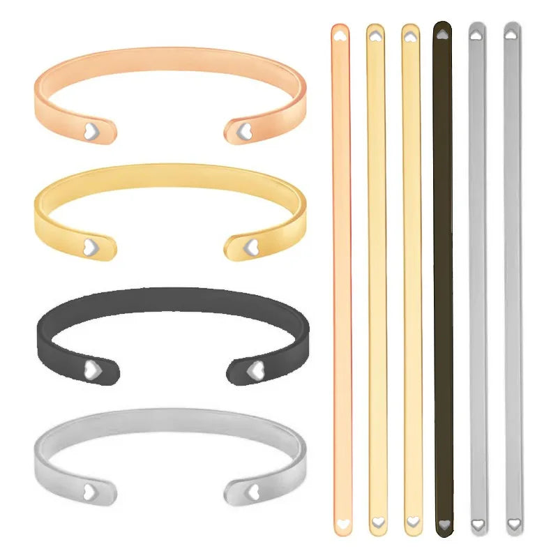 Wholesale Custom Stainless Steel Bracelets Can Be Carved with 18K Gold-plated Stamped Cuffs Bracelet Strips DIY Jewelry MegaBDM