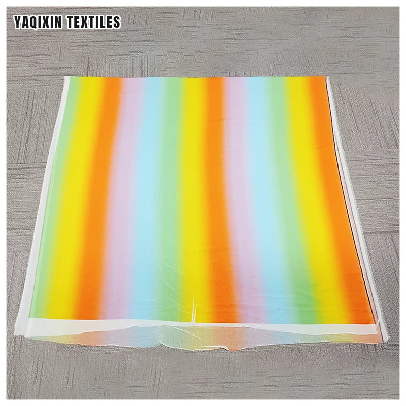 YX2157 New Trends 100D Colorful Moss Crepe Pearl Chiffon Fabric for Dress Polyester Ombre Rainbow Chiffon Print Fabric