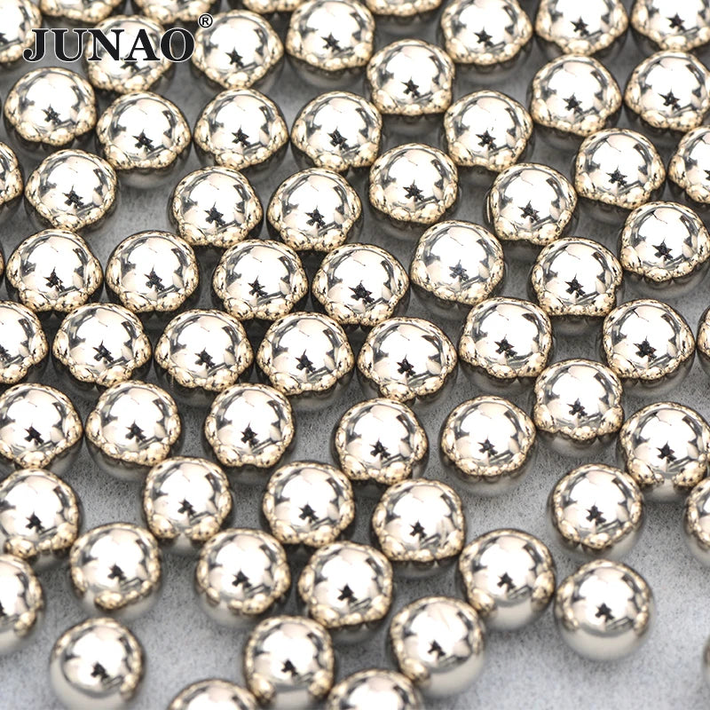 JUNAO 3mm-12mm Round No Hole Pearls Plastic Rhinestone Pearl Colorful Imitation Pearl Beads for DIY Clothes