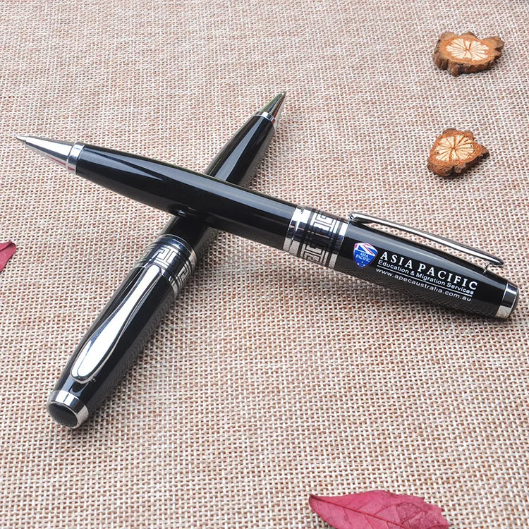 High Quality Luxury Black Metal Ballpoint Pen Custom Logo Business Gift