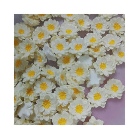 100Pcs 27MM Tiny Resin Daisies Flower Flatback Resin Cabochons Artificial Daisy Flower Embellishments for DIY Party Decorations