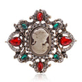 Retro Palace Beauty Head Brooch Crystal Gem Brooch Women Jewelry Accessories Rhinestone Cameo Brooch Pin
