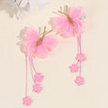 CN 2Pcs Organza Barrette Butterfly Hair Pins Flower Tassel Clip for Girls Tulle Hair Clip for Girls