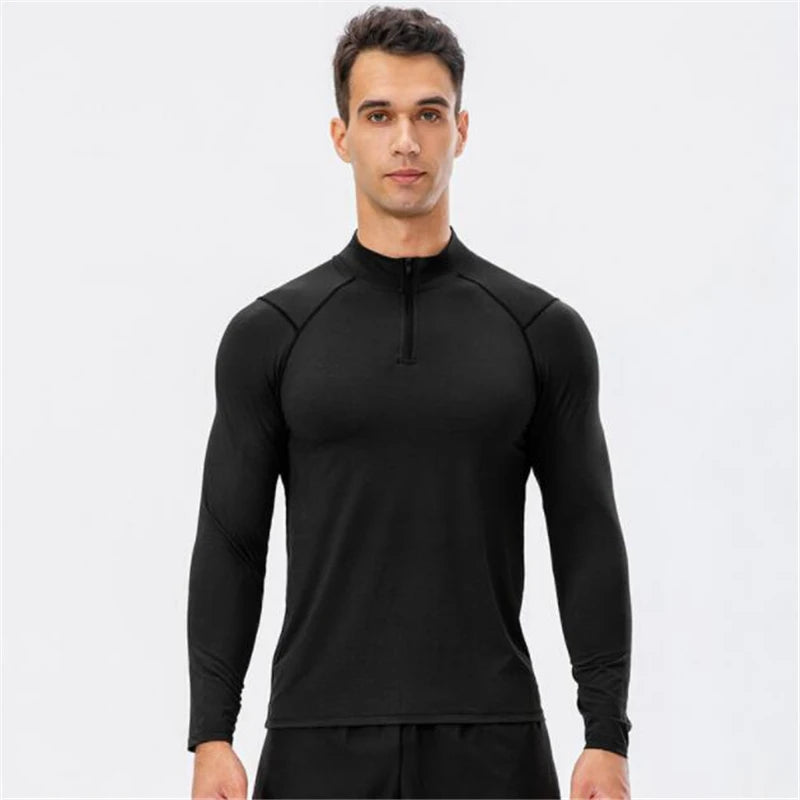 Wholesale 90% Polyester 10% Spandex Running Shirts Gym Workout t Shirts Quick Dry Fitness Stand-up Compression t Shirt for Men
