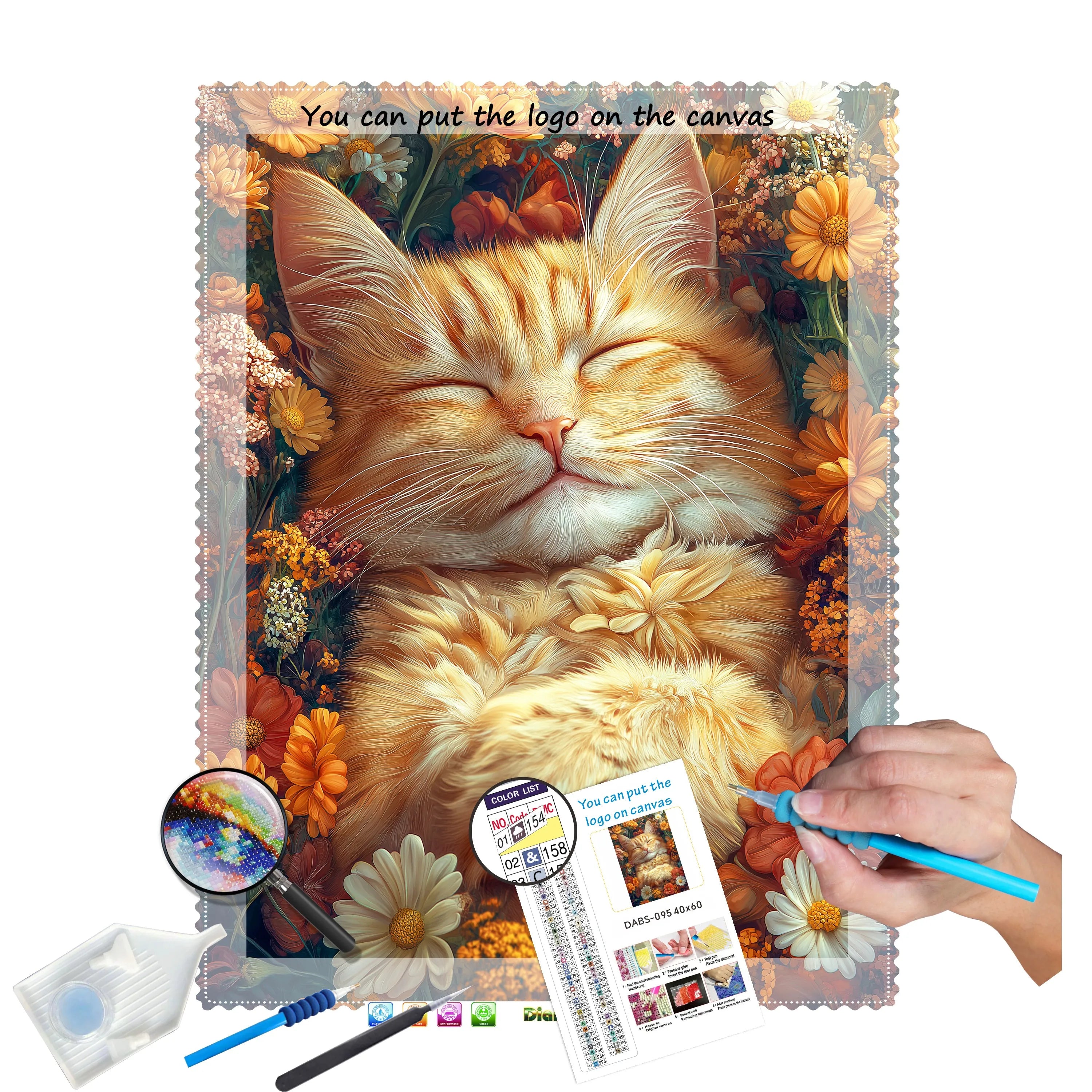 N-2199 DIY Handpainted Diamond Art Painting Set Custom 30x40cm Round/Square Drills Cat Diamond Painting Photo Custom 30x40cm