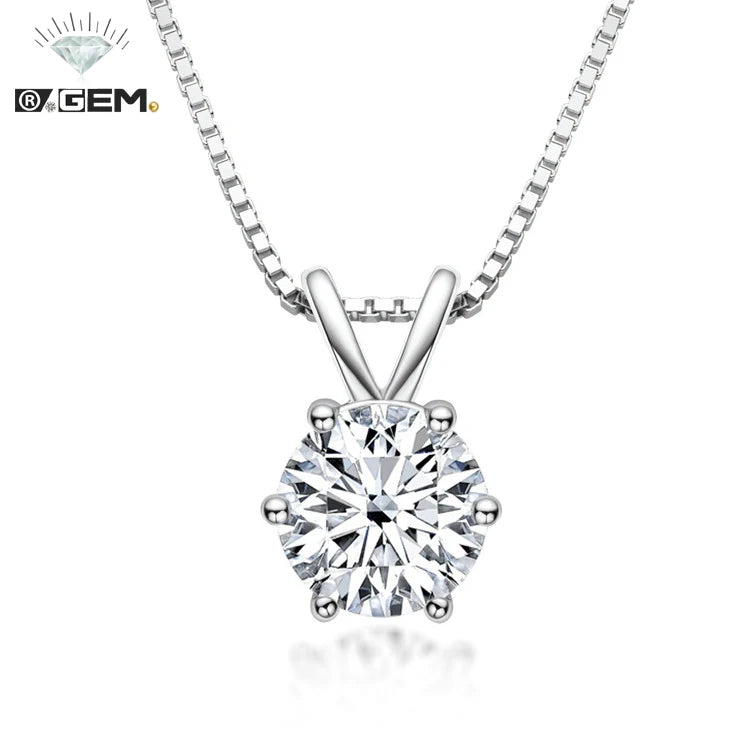 Six Claws Moissanite Pendant Necklace R.GEM Custom 1CT Classical Women's Jewelry 925 Silver Rhodinum Plating Free Certificate