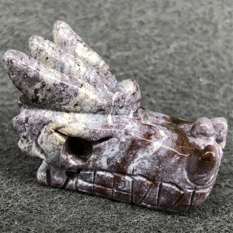 HY 2.5 Inches Natural Variety of Crystals Dragon Skulls Natural Gemstone Obsidian Opal Dragon Skulls for Home Decoration