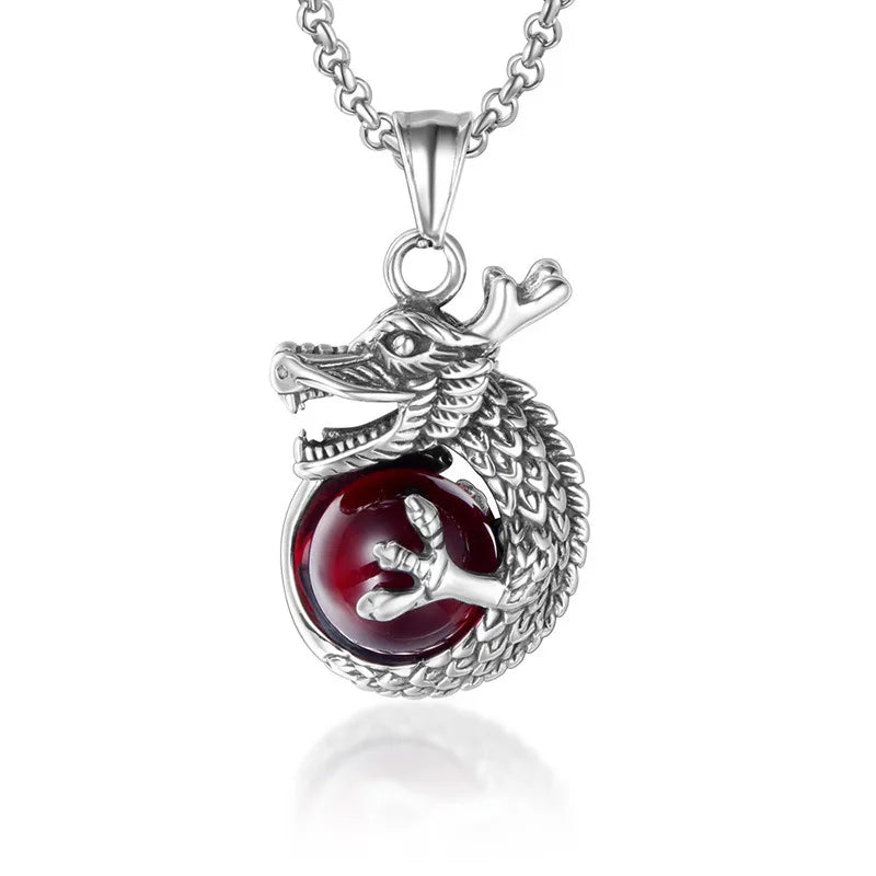 Luxury Wholesale Ruby Men Jewelry Agate Casting Stainless Steel Dragon Pendants for Women Men