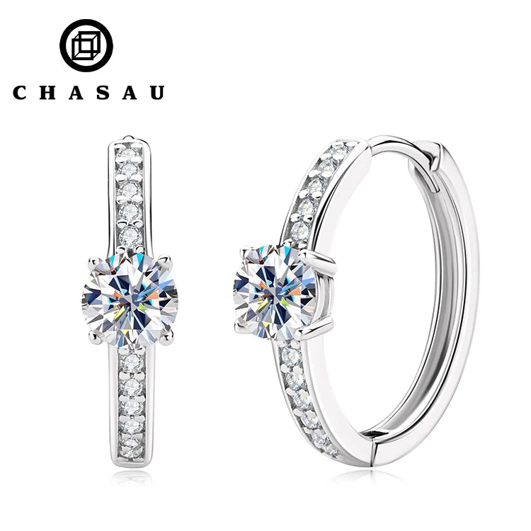 Wholesale Hypoallergenic 925 Sterling Silver 5MM Moissanite Classic Four Claws Hoop Earrings for Women Daily Jewelry