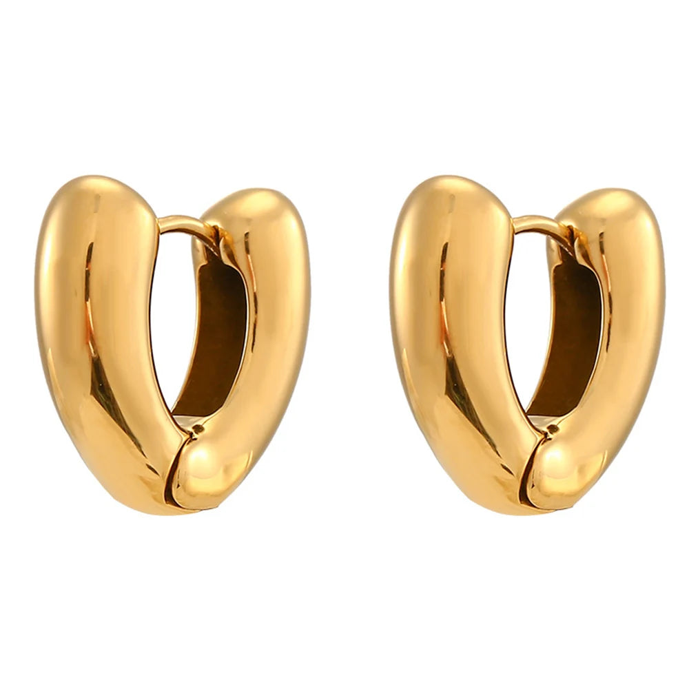 Waterproof 18K Gold Plated Stainless Steel Earrings Hollow Geometric Heart Chunky Earrings Metal High Quality Women Jewelry