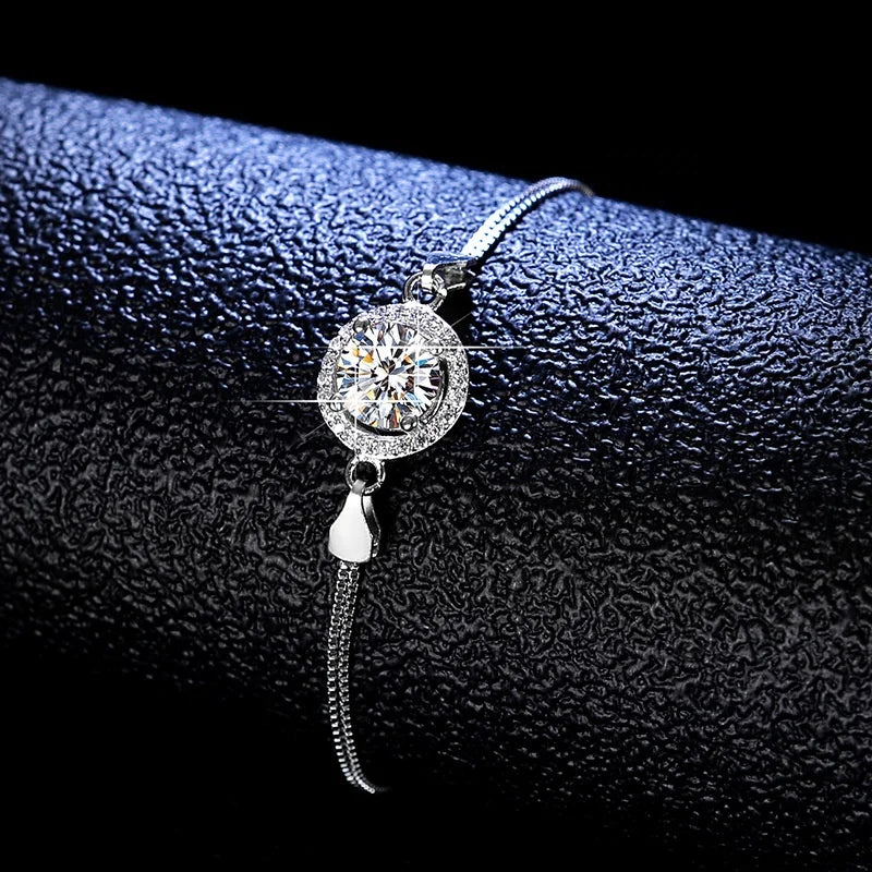 Moissanite Bracelets 6.5mm 1ct Moissanite Gemstone S925 Sterling Silver Bracelets with GRA Certificate