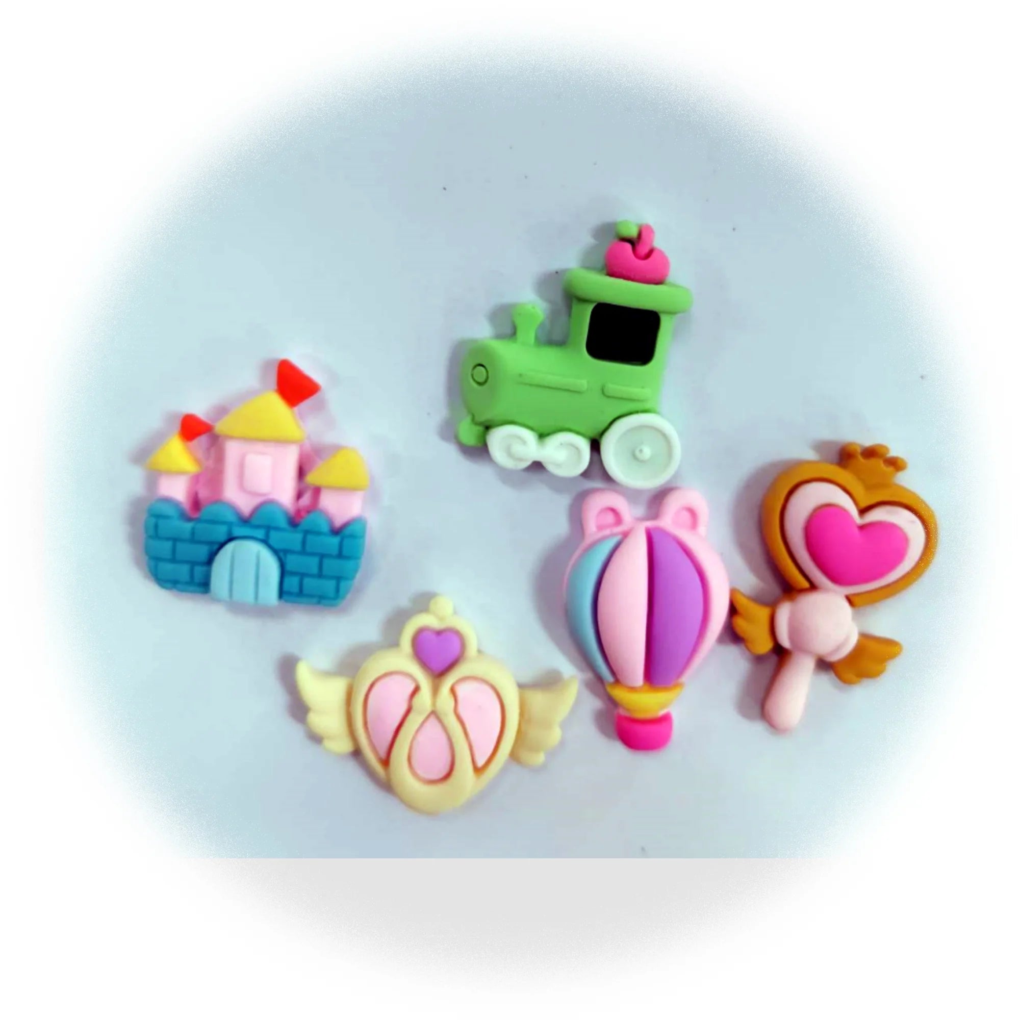 Resin Castle Train Heart Balloon Cabochon Flatback for Phone Decor Parts Scrapbooking Craft DIY Hair Bows Accessories