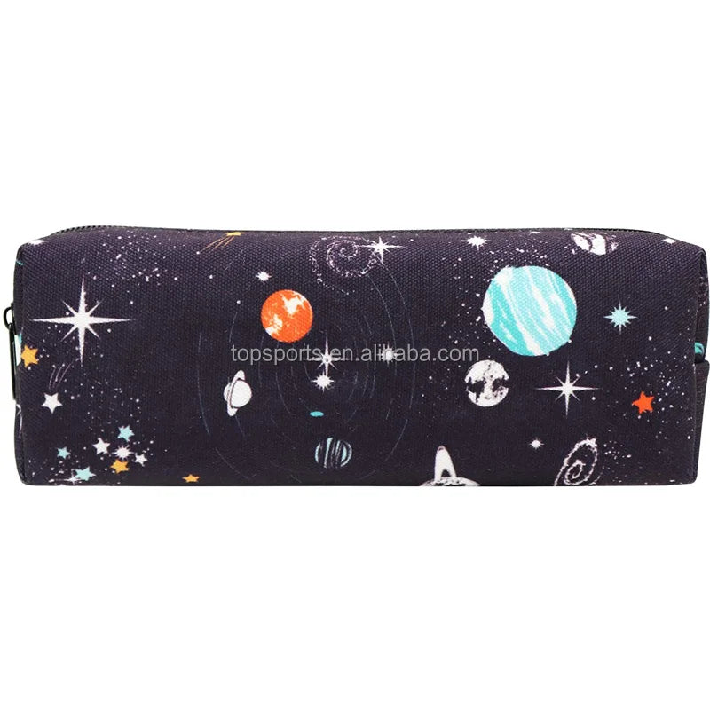 Cartoon Neoprene Pencil Case with Smooth Zipper Outer Space Printing Special Purpose Tool Bag