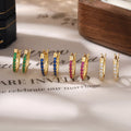 Fashion 925 Sterling Silver Circular Small Zircon Multi Color Gold Plated Stud Earring Jewelry for Women