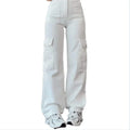 New Trend Ladies Cargo Pants with Pocket Breathable Casual Trouser for Spring Mid Waist Flat Front