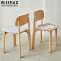 WISEMAX FURNITURE Hot Selling Home Furniture Nordic Style Rectangular Backrest Natural Solid Wood Dining Chairs for Living Room