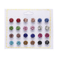 12pairs/card Simple Multi Color Blue Red Pink Green Crystal Small Zircon Stud Earring Set Jewelry for Women