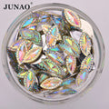 JUNAO 7x15mm Rhinestone Wholesale Flat Back Resin Stones Crystal AB Horse Eye Resin Crystal