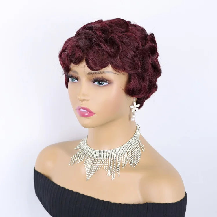 Guangzhou Mona Hair #99j Sewing Machine Wig Top Quality Human Hair Wigs