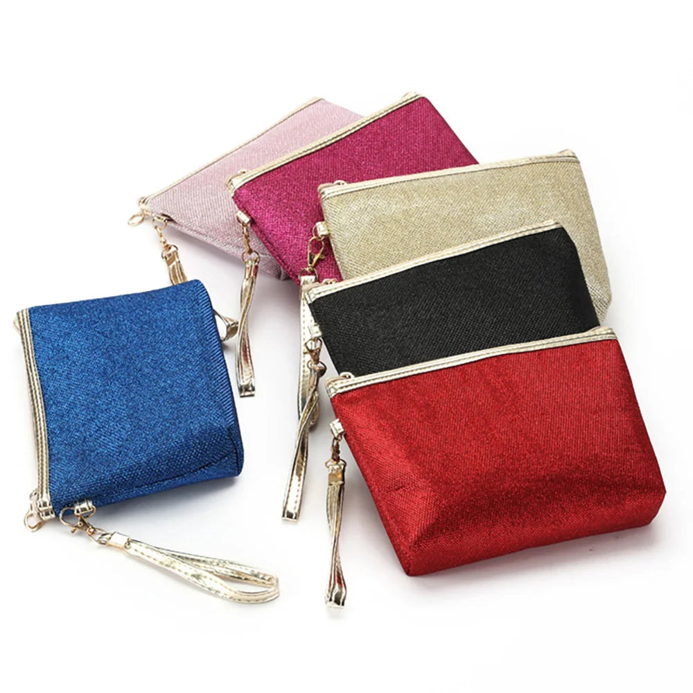 Factory Direct Sales Travel Women Casual Glitter Cosmetic Bags Elegant Portable Washable Makeup Pouch Bag Clutch Bag Eco