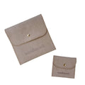 Custom Logo Print Luxury Faux Suede Hot Stamped Jewelry Pouch Bags Golden Snap Closure Customizable Textile Packaging Unimbus