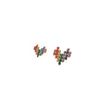 Waterproof Pierced Earrings Colorful Zircon Setting Ear Studs Love Heart Shape 18K Gold Plated Stainless Steel Stud Earrings