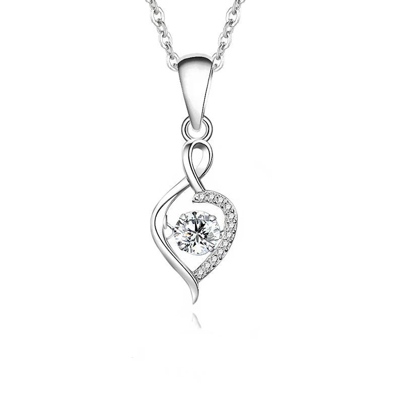Simple and Stylish Beating Heart Clavicle Chain S925 Sterling Silver Cubic Zirconia love Heart Pendant Necklace